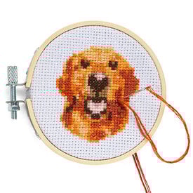 Kikkerland Mini Cross Stitch Embroidery Kit - Dog