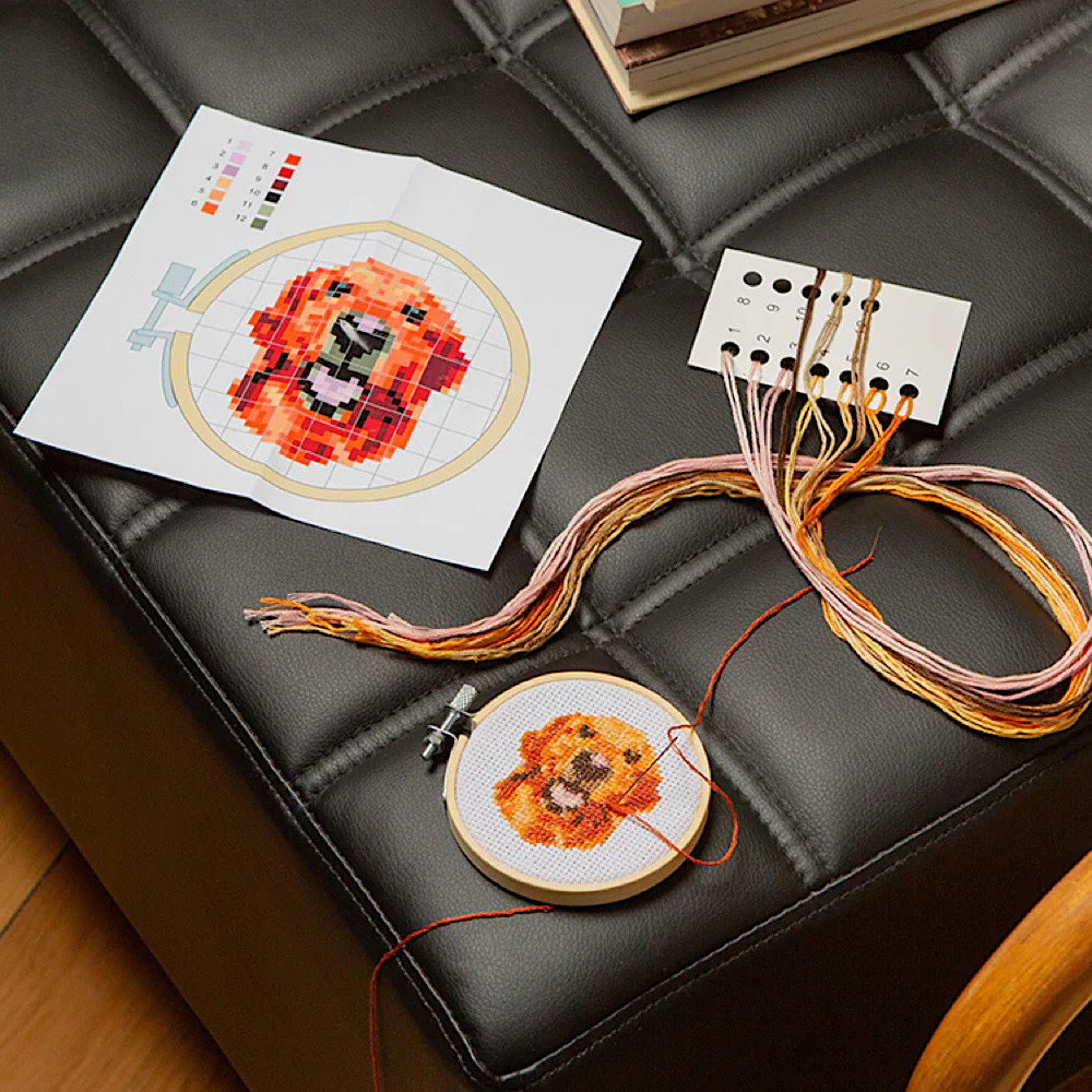 Mini Cross Stitch Embroidery Kit - Dog