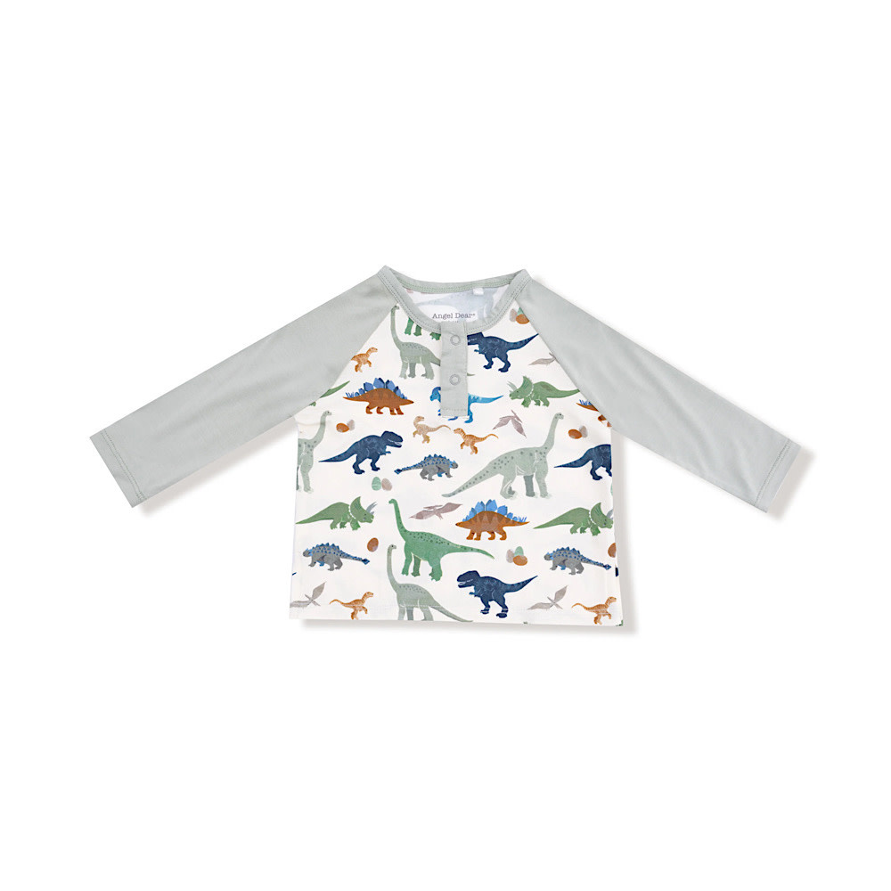 Angel Dear Long Sleeve Raglan Henley + Jogger - Washy Dinos