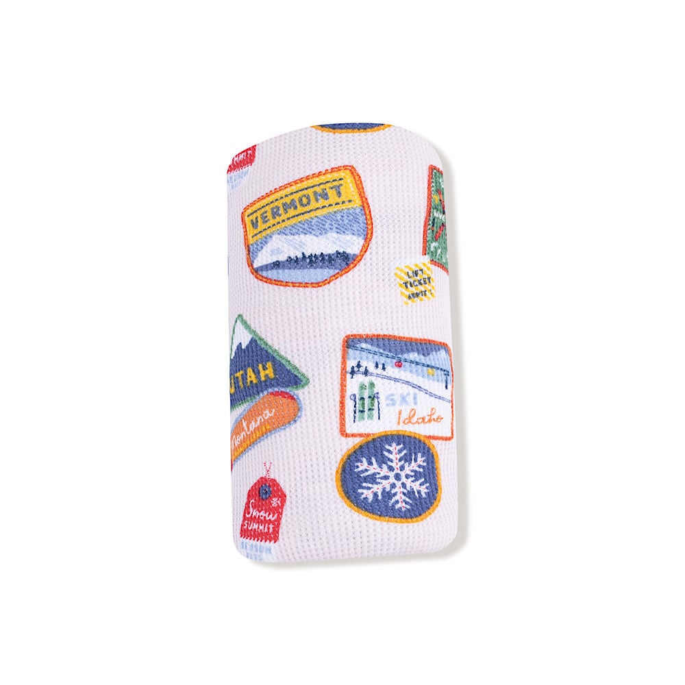 Angel Dear Swaddle Blanket 45 x 45- Vintage State Snow Sports Patches