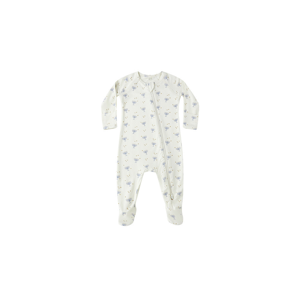 Quincy Mae Bamboo Zip Footie - Hanukkah