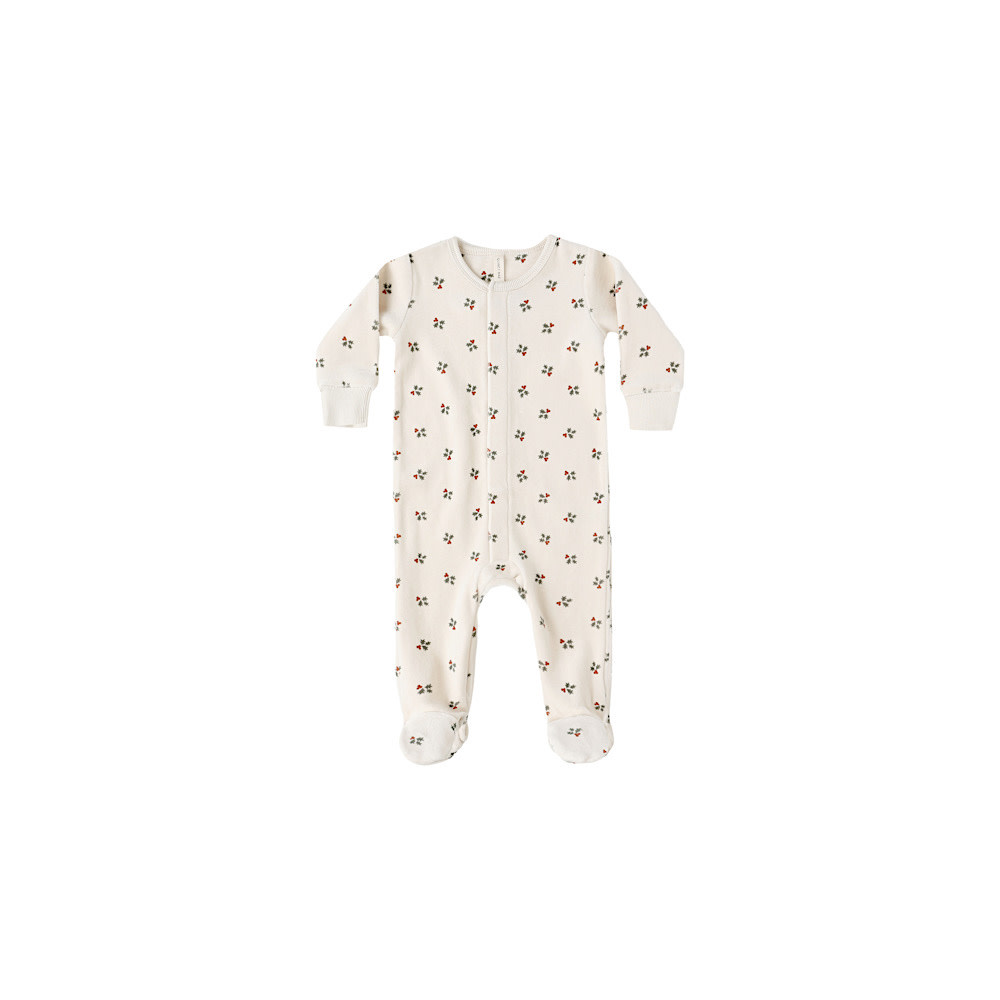 Quincy Mae Quincy Mae Hidden Snap Footie - Holly Berry