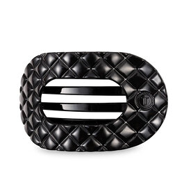 Teleties Teleties Flat Round Clip - Large - Jet Black Quilted