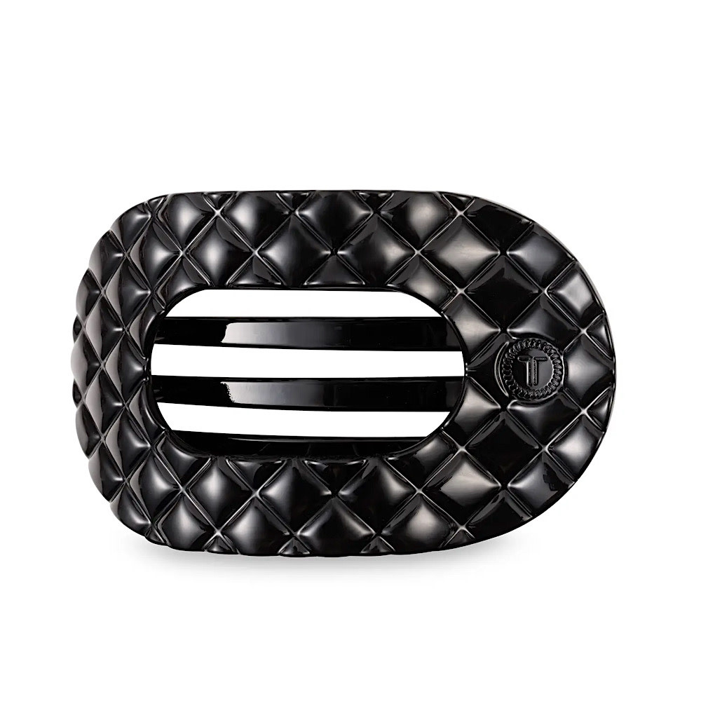 Teleties Teleties Flat Round Clip - Large - Jet Black Quilted
