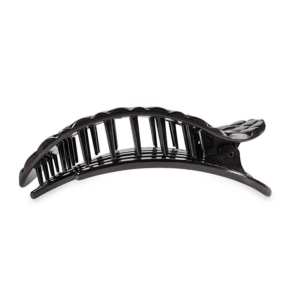 Teleties Flat Round Clip - Large - Jet Black Quilted