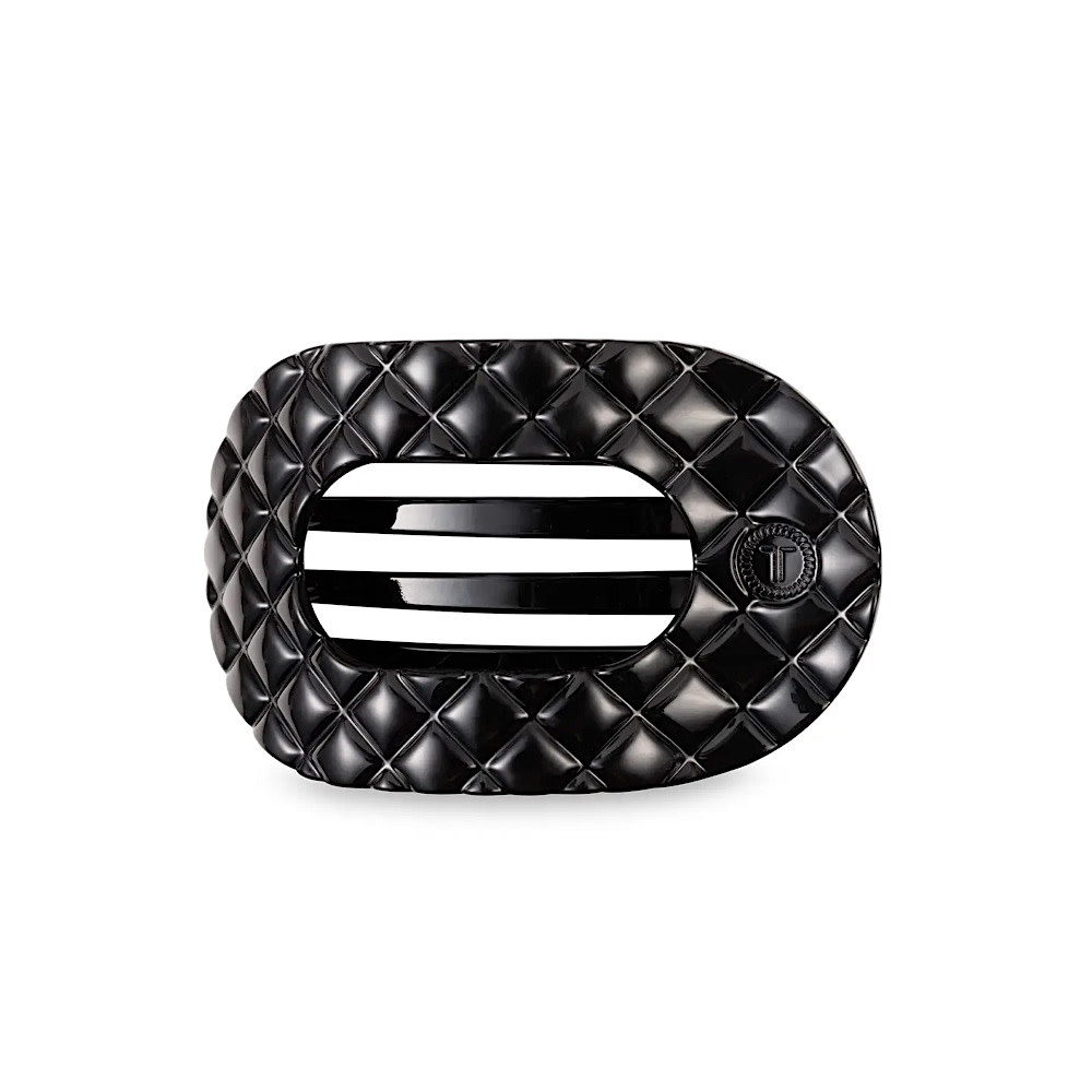 Teleties Flat Round Clip - Medium - Jet Black Quilted