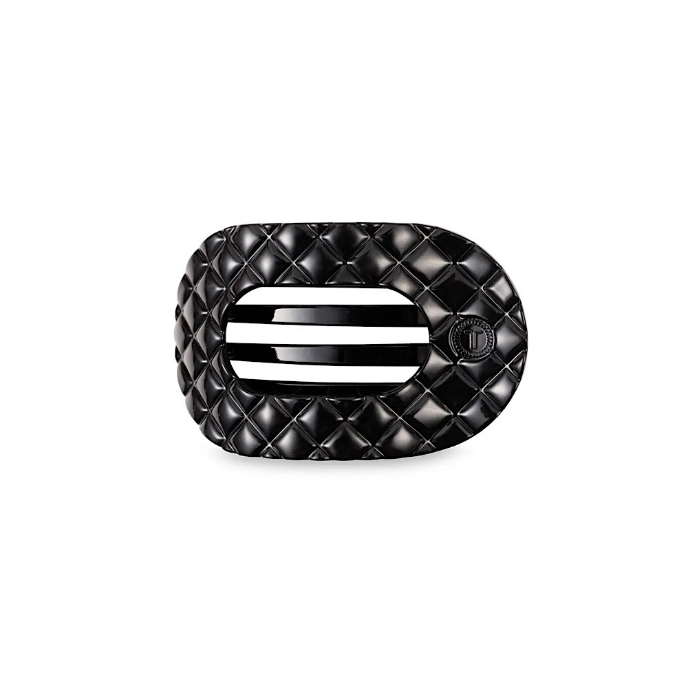 Teleties Teleties Flat Round Clip - Small - Jet Black Quilted