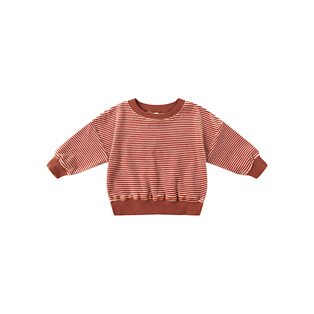 Quincy Mae Velour Relaxed Sweatshirt - Candy Stripe