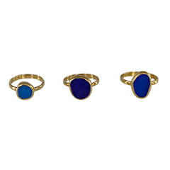 The Salty Gem Gold Sea Glass Ring - Blue -
