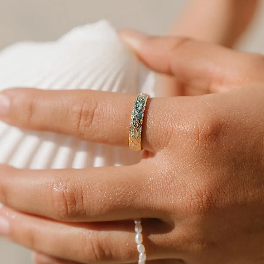 The Salty Gem Sol Surfer Ring - Gold Vermeil -