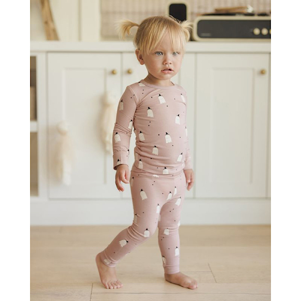 Quincy Mae Bamboo Pajama Set - Pink Ghosts