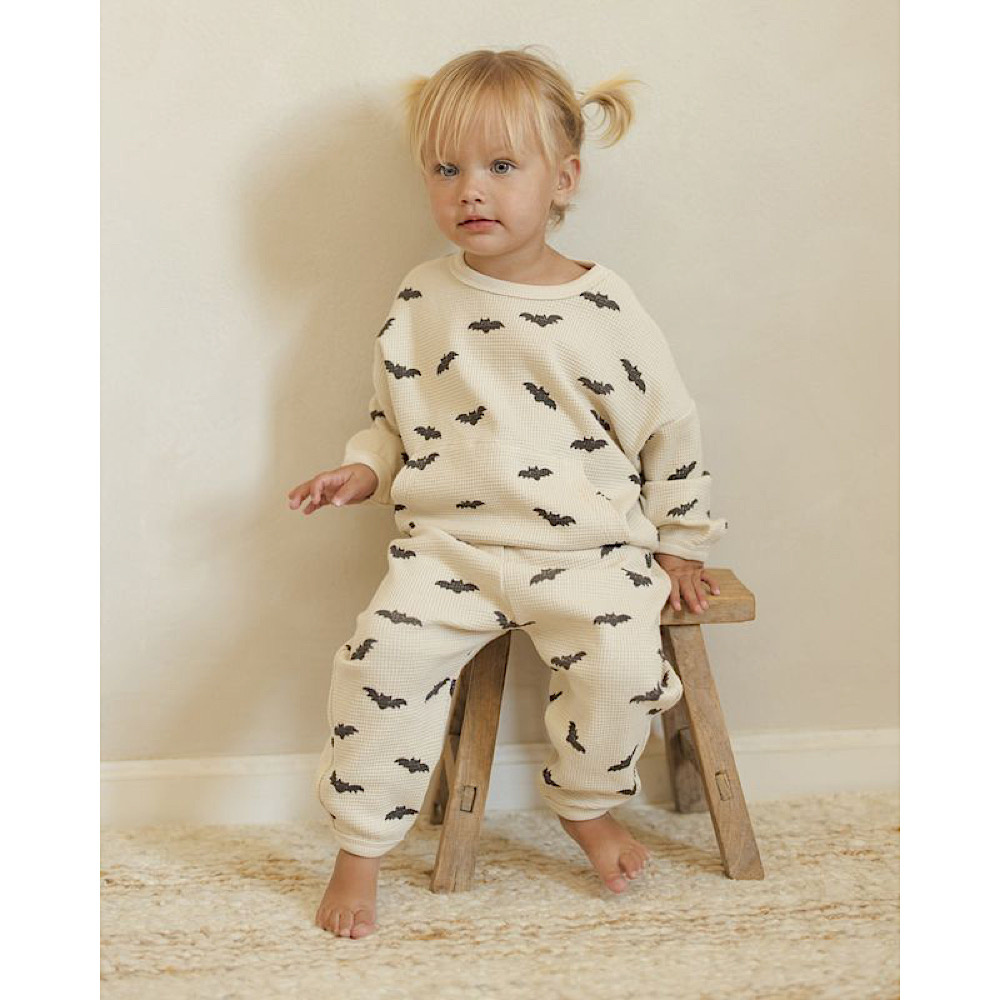 Quincy Mae Waffle Slouch Set - Bats