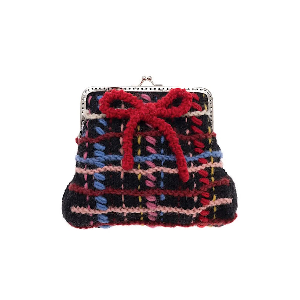 French Knot French Knot - Plaid Clasp Pouch - Black
