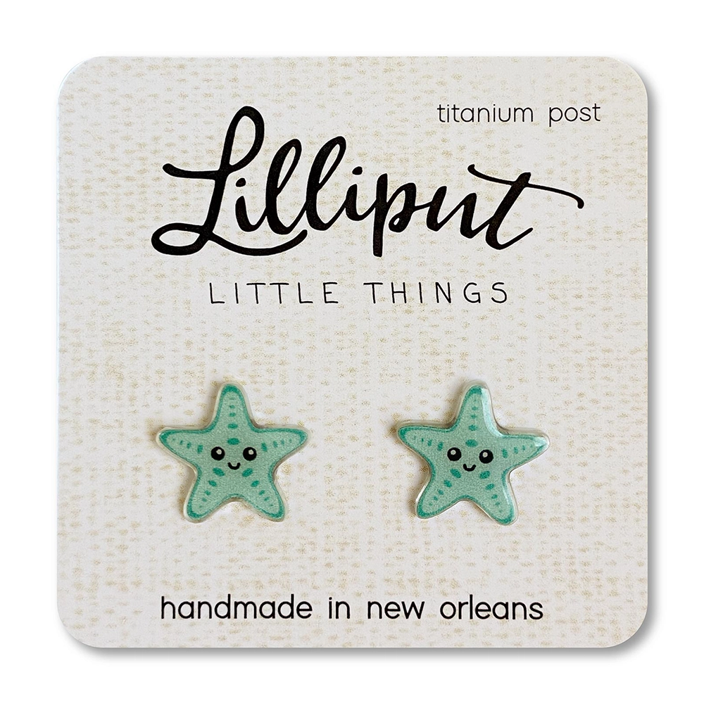 Lilliput Little Things Earrings - Aqua Starfish