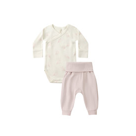 Quincy Mae Quincy Mae Side Snap Bodysuit + Pant Set - Snow Owls