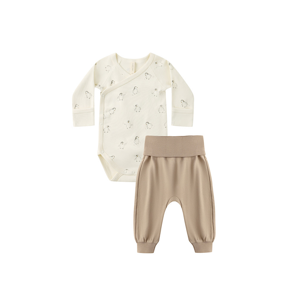 Quincy Mae Side Snap Bodysuit + Pant Set - Penguins