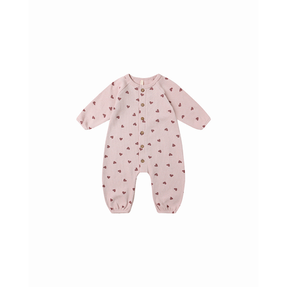 Quincy Mae Quincy Mae Waffle Long Sleeve Jumpsuit - Hearts