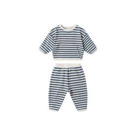 Quincy Mae Quincy Mae Waffle Slouch Set - Ocean Stripe
