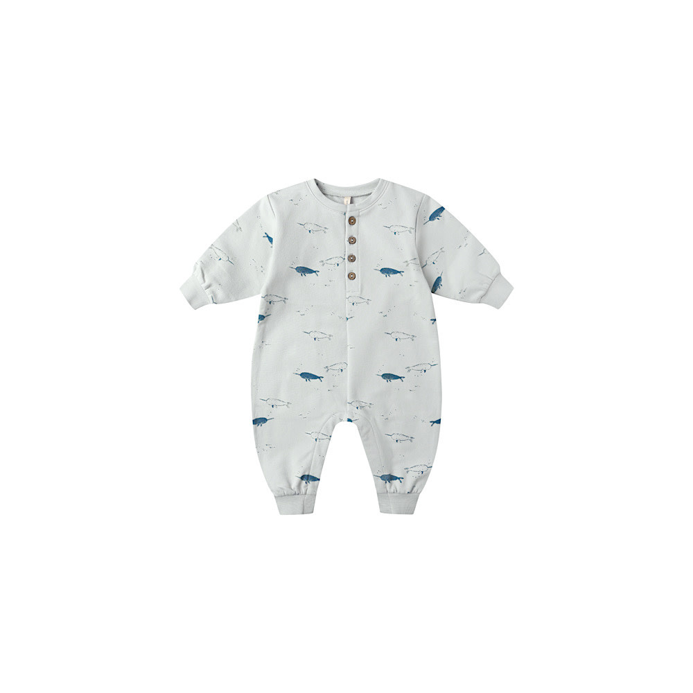 Quincy Mae Quincy Mae Relaxed Fleece Jumpsuit - Narwhals