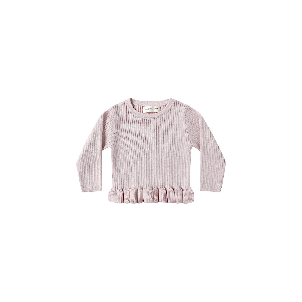 Quincy Mae Rib Knit Peplem Top - Lilac