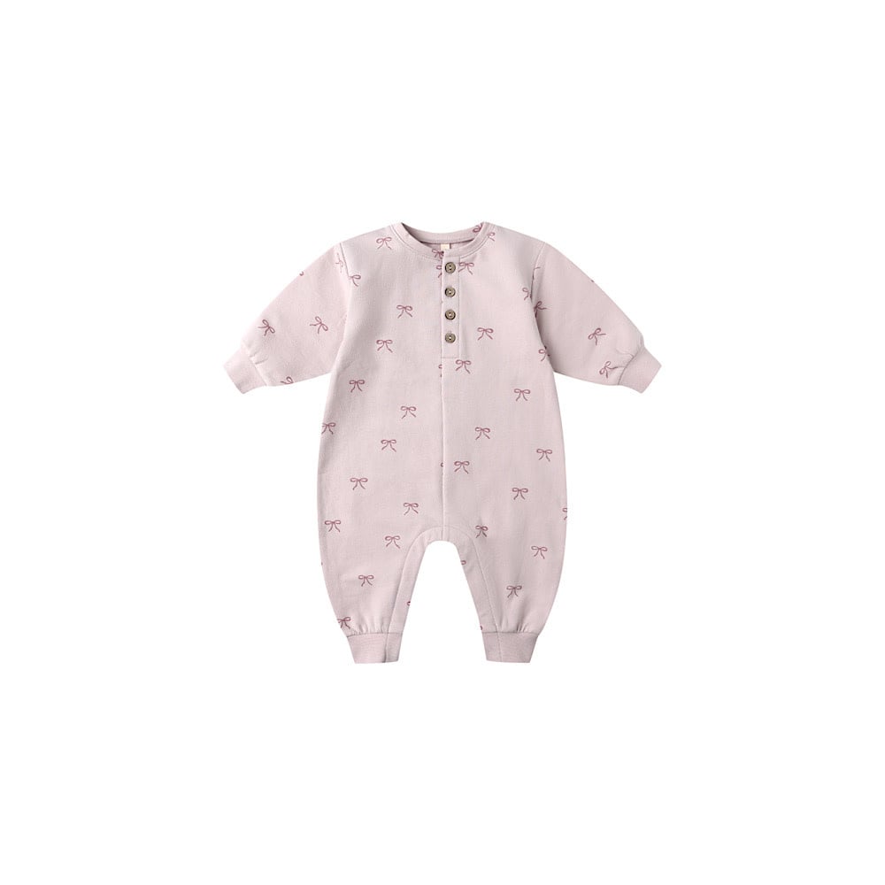 Quincy Mae Relaxed Fleece Jumpsuit - Bows