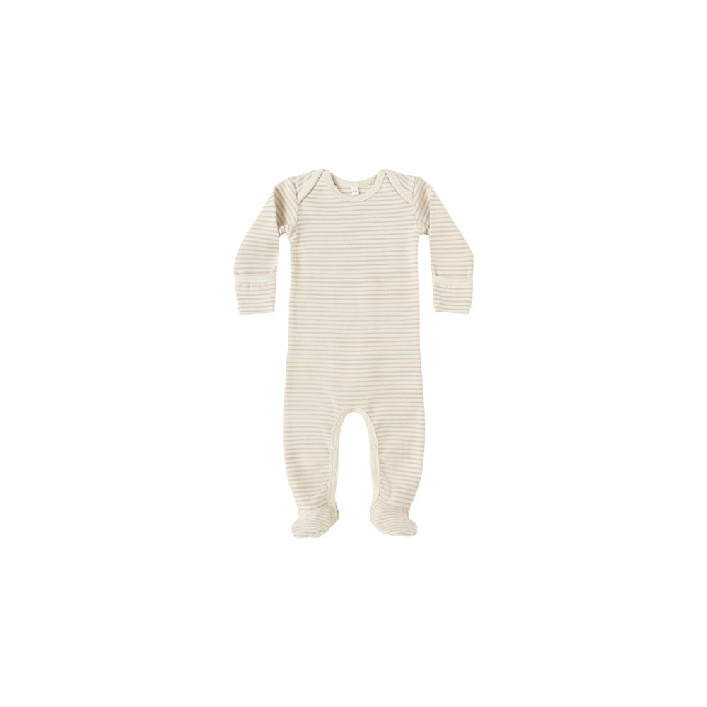 Quincy Mae Baby Footie - Oat Micro Stripe
