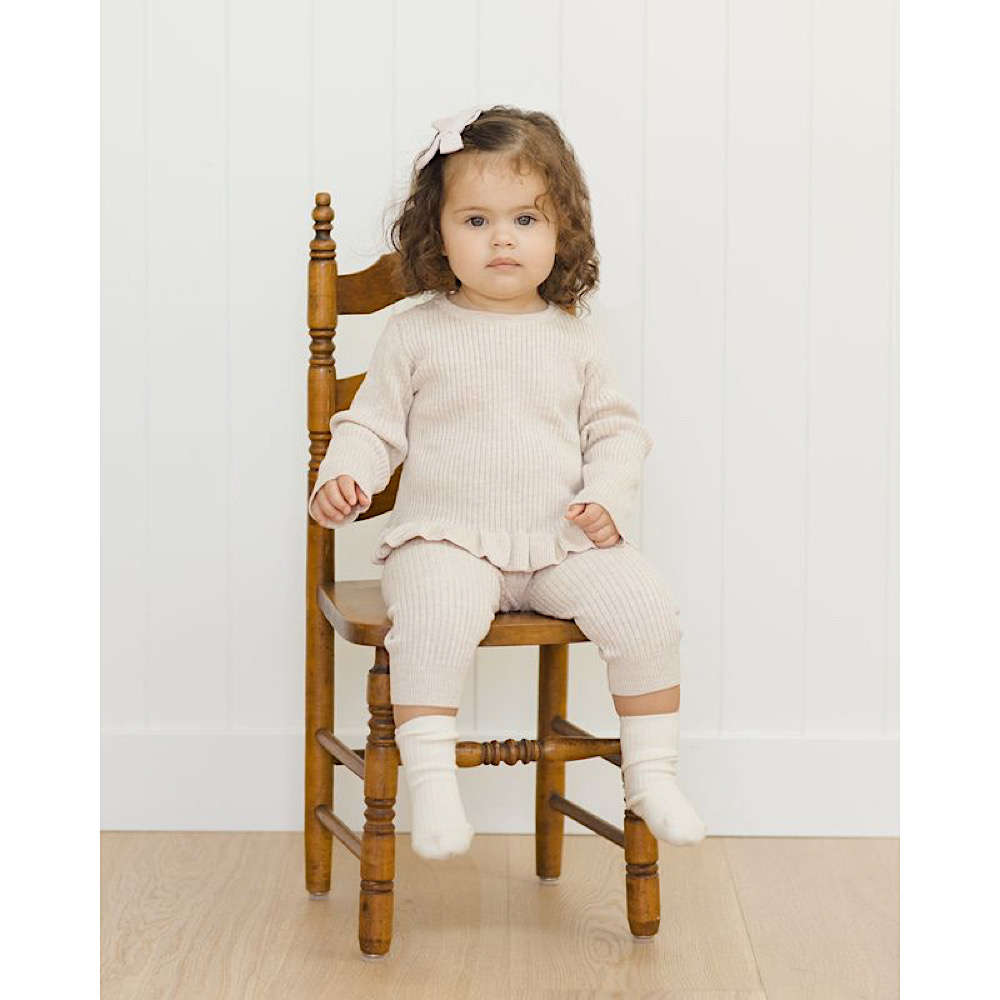 Quincy Mae Rib Knit Peplem Top - Lilac