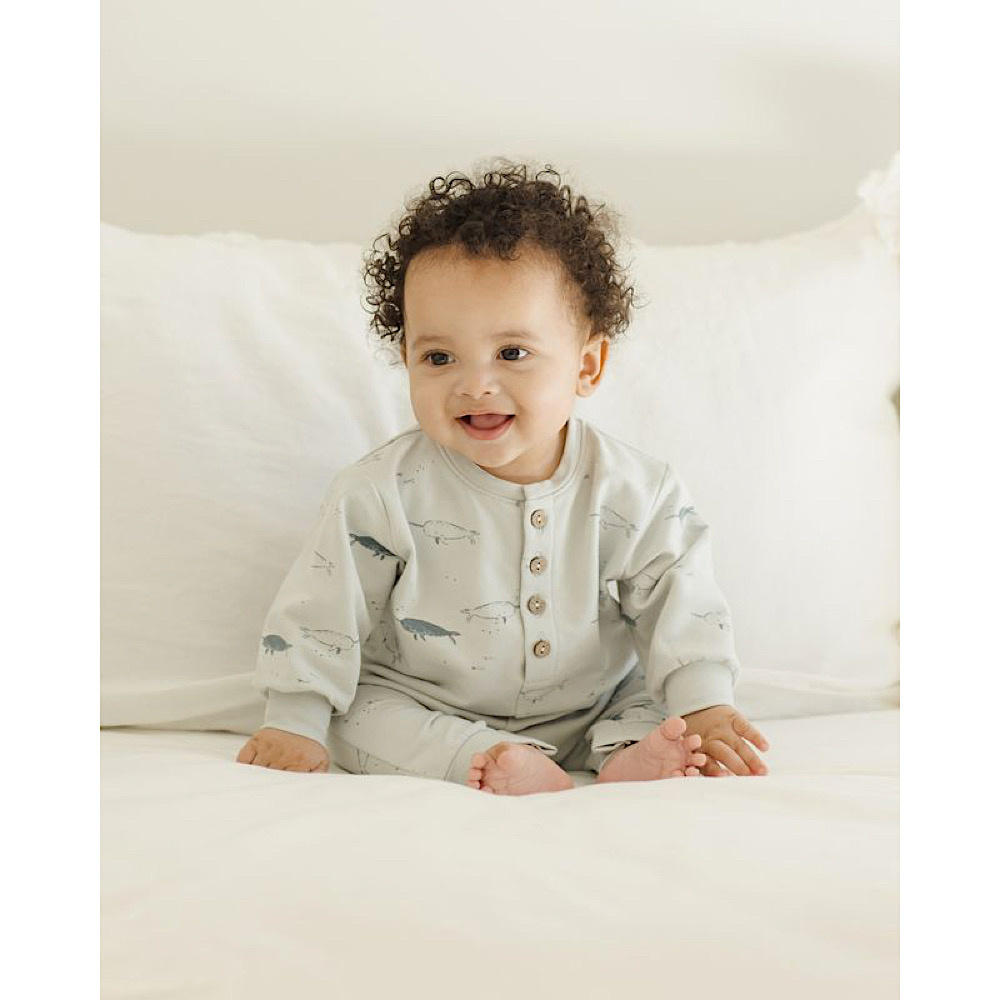 Quincy Mae Relaxed Fleece Jumpsuit - Narwhals