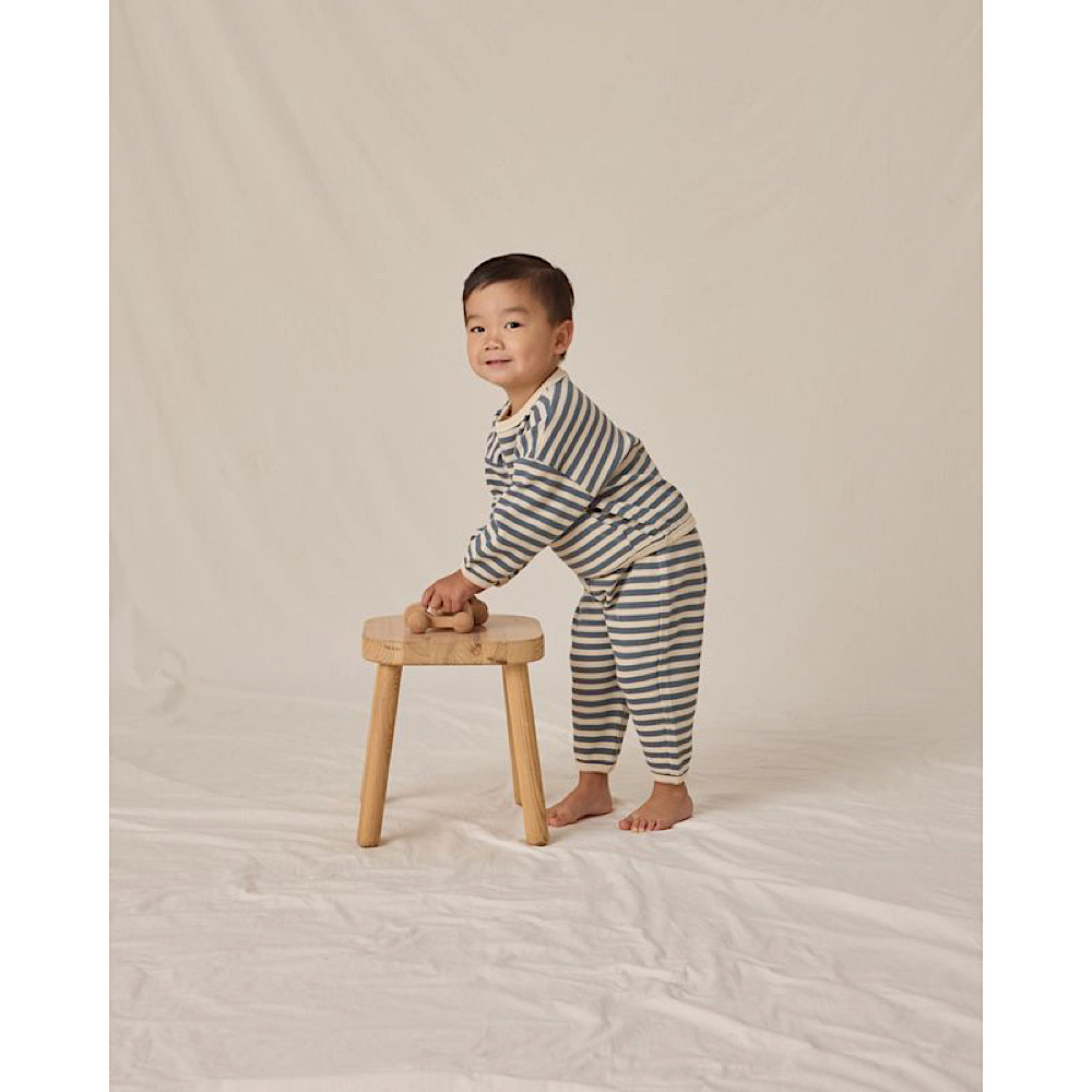 Quincy Mae Waffle Slouch Set - Ocean Stripe