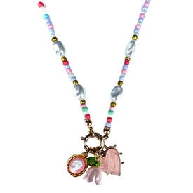 Gunner & Lux Gunner & Lux Necklace - Beaded Pearl Floral Heart