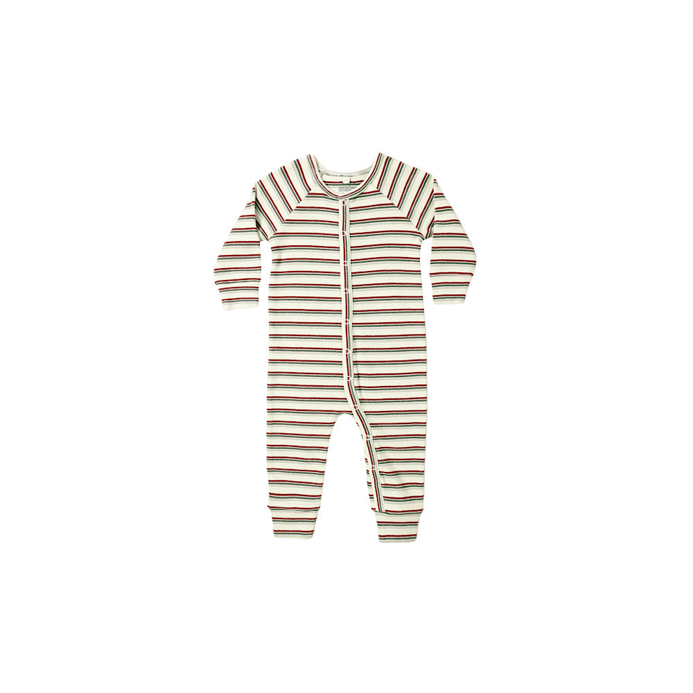 Rylee + Cru Rylee + Cru Organic Long John Pajamas - Holiday Stripe