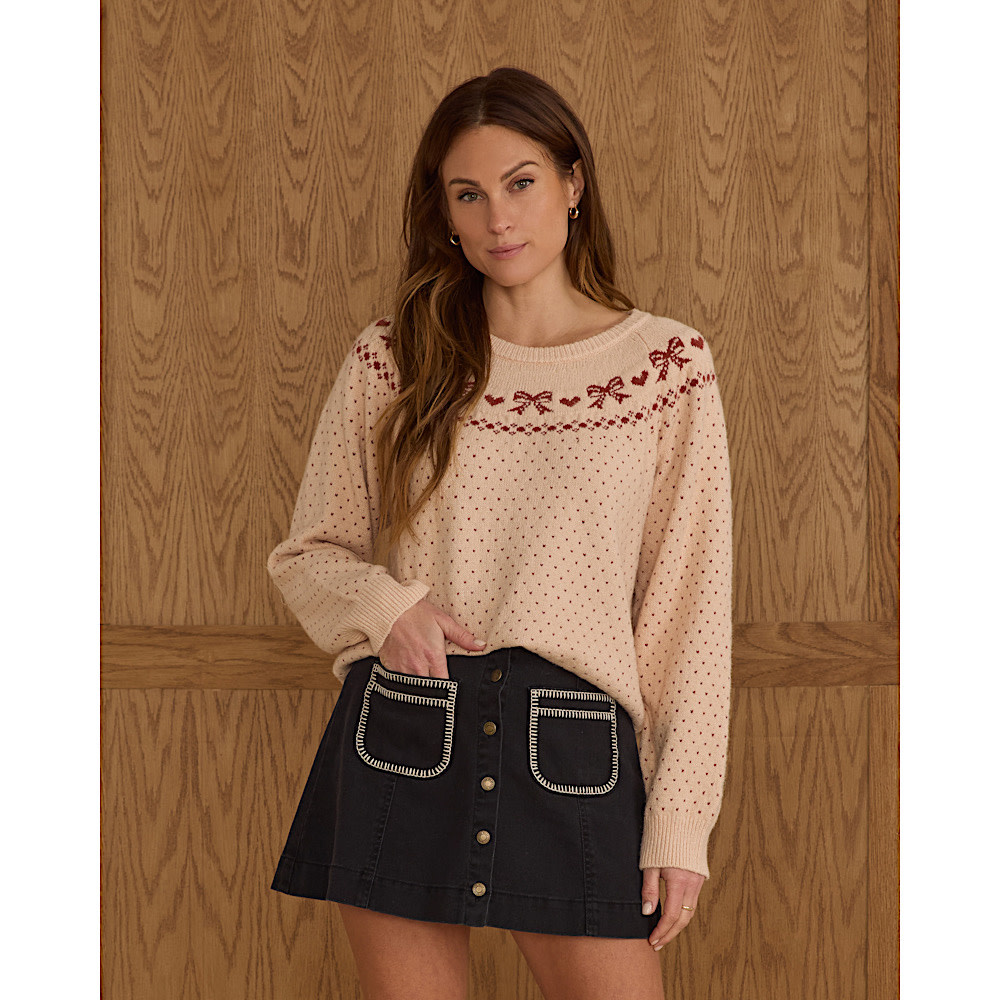 Rylee + Cru Women's Fair Isle Sweater - Bows