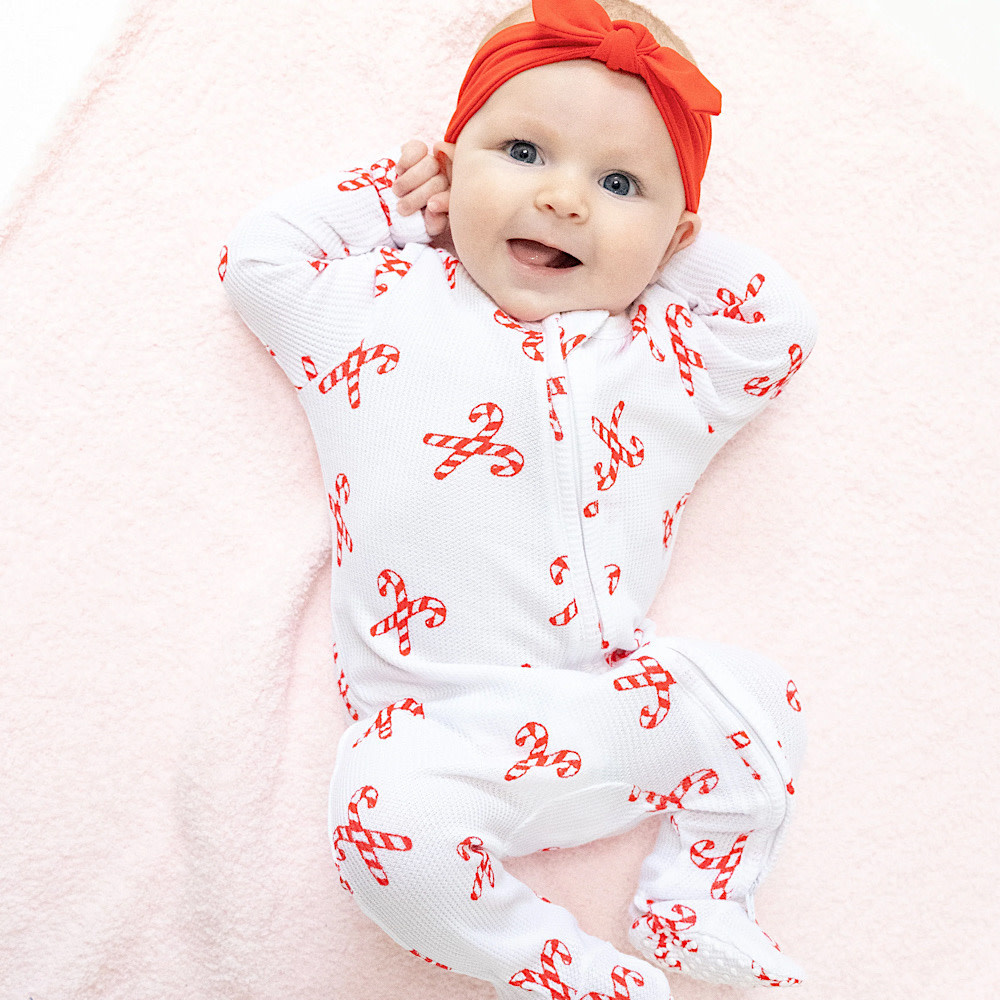 Angel Dear 2 Way Zipper Footie Romper - Candy Canes