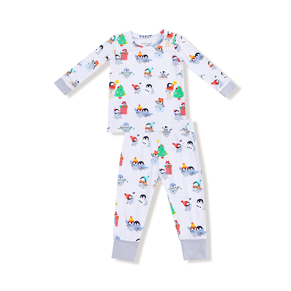 Angel Dear Angel Dear Long Sleeve Loungewear Set - Holiday Penguin