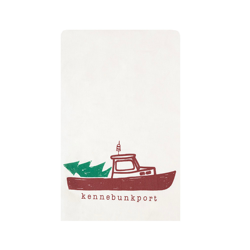 Seagate Studios Christmas Lobster Boat Tea Towel - Kennebunkport