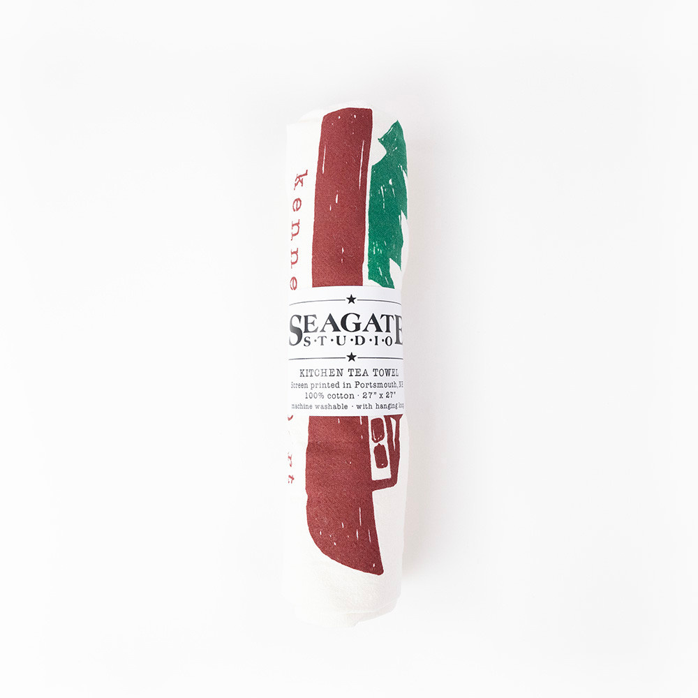 Seagate Studios Christmas Lobster Boat Tea Towel - Kennebunkport