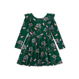 Tea Collection Tea Collection Ruffle Shoulder Ballet Dress - Floral & Butterfly Bouquet