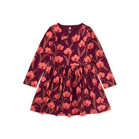 Tea Collection Tea Collection Long Sleeve Wrap Neck Dress - Jeju Island Orchid