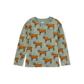 Tea Collection Tea Collection Long Sleeve Printed Pocket Tee - Painted Deer