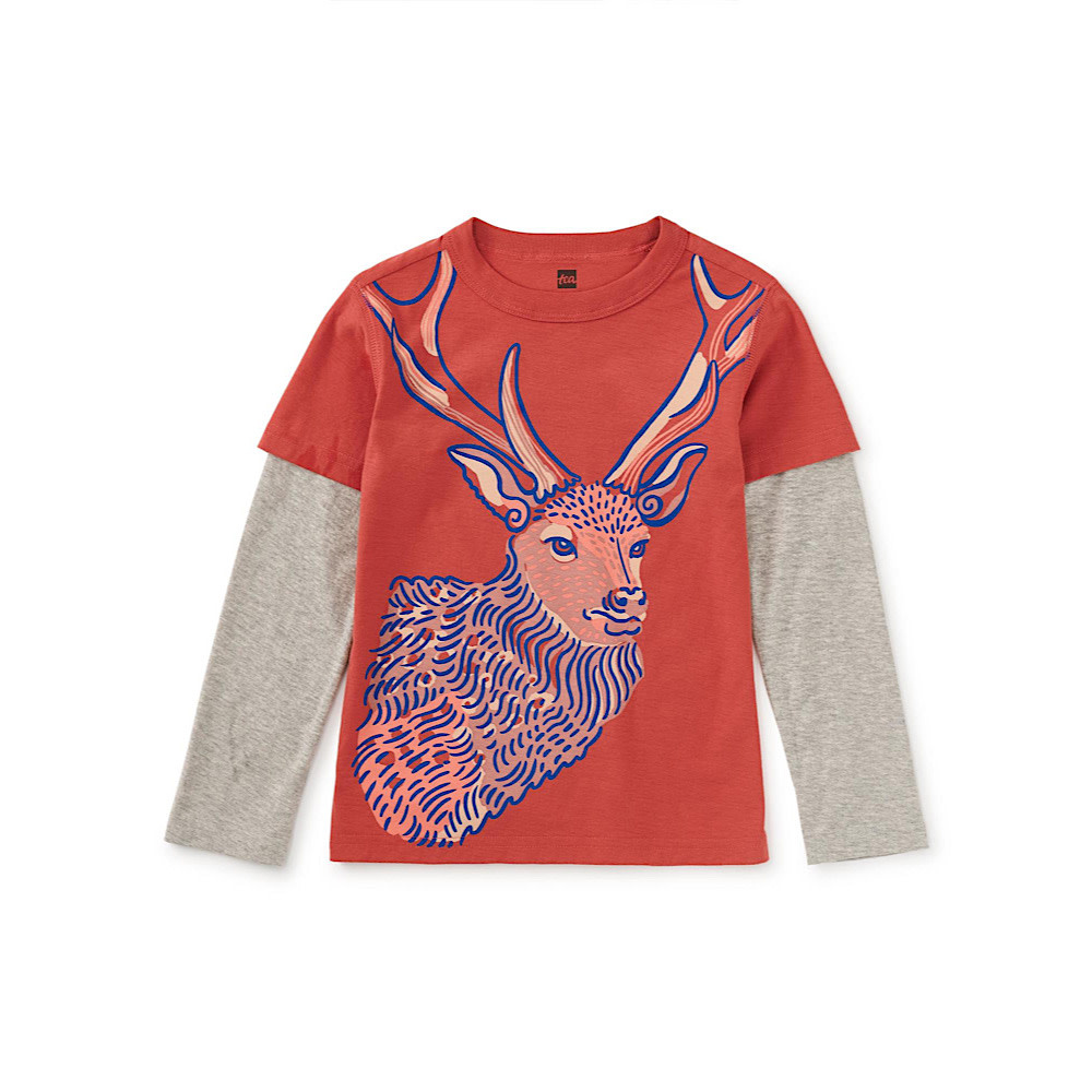 Tea Collection Regal Deer Layered Tee - Pomme