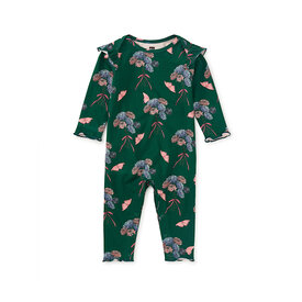 Tea Collection Tea Collection Ruffle Shoulder Baby Romper - Floral & Butterfly Bouquet