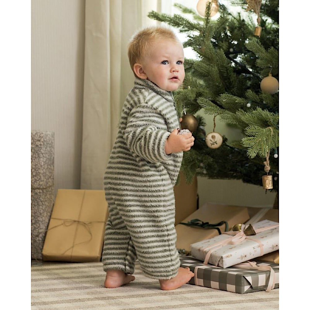 Rylee + Cru Fuzzy Winter Jumpsuit - Evergreen Stripe