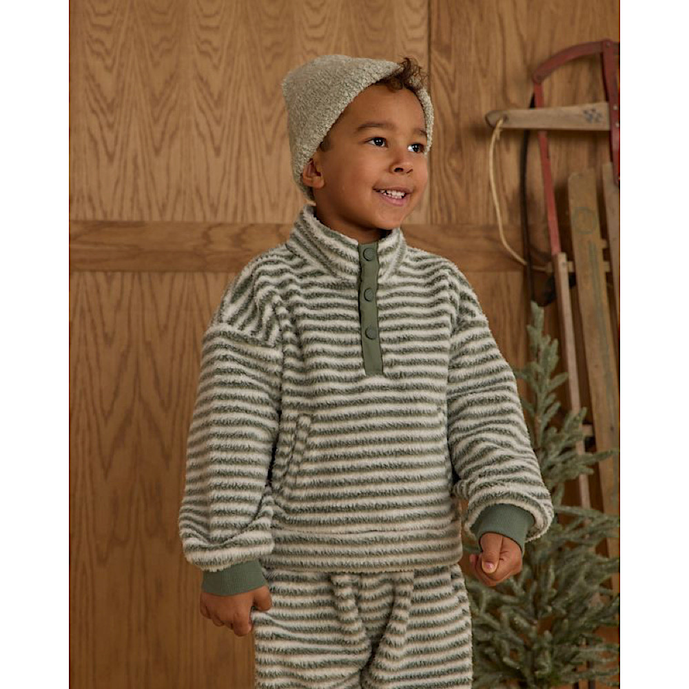 Rylee + Cru Snap Pullover - Evergreen Stripe