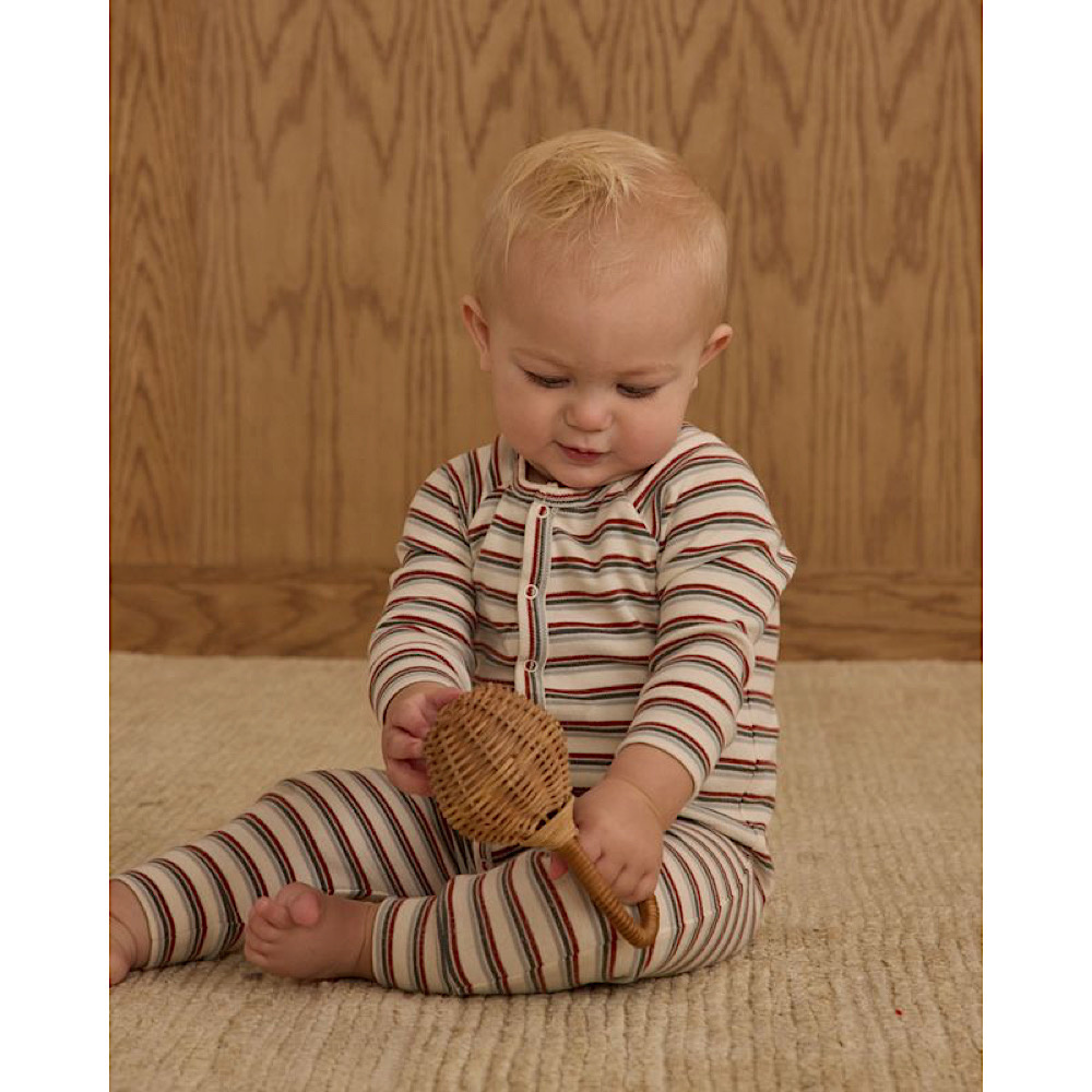 Rylee + Cru Organic Long John Pajamas - Holiday Stripe