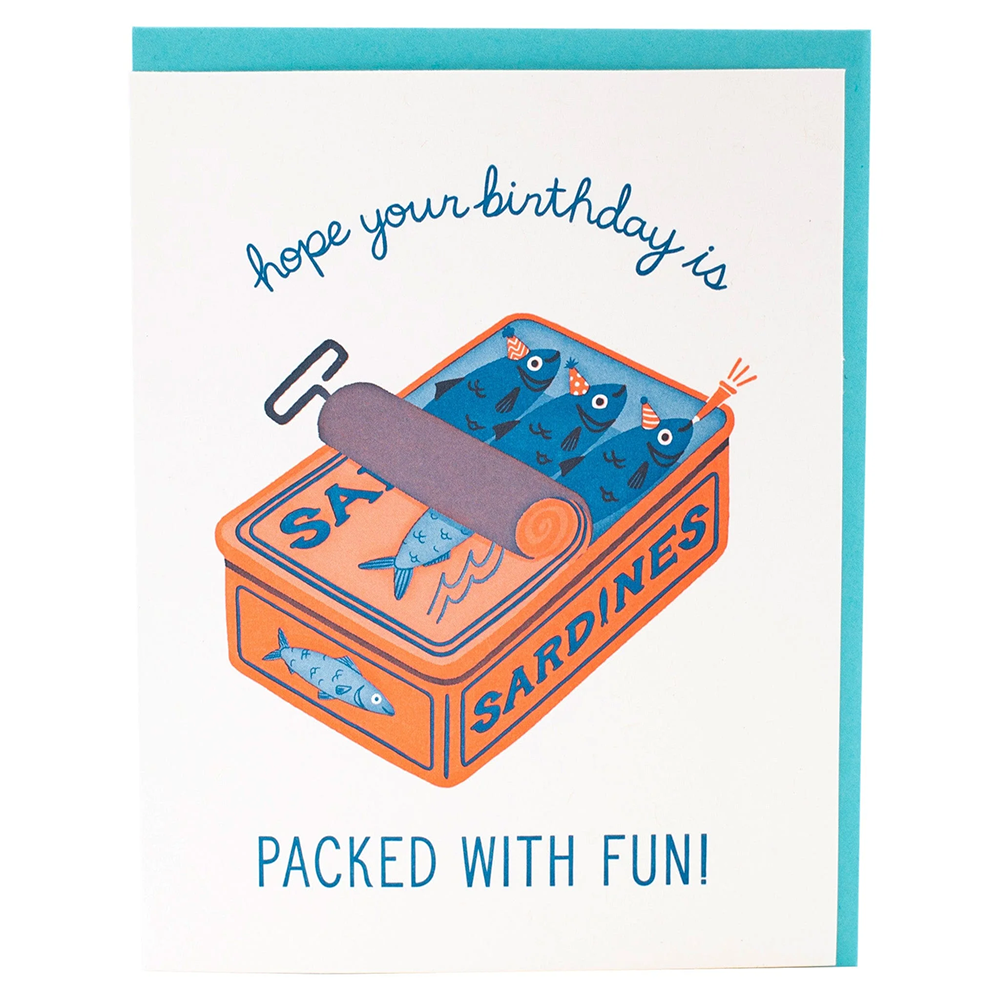 Smudge Ink Card - Sardines Birthday