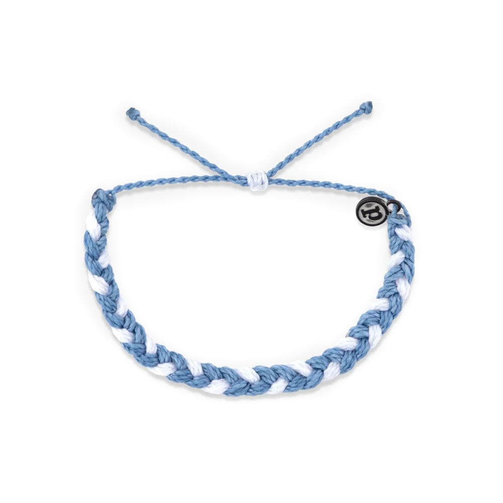 Pura Vida Braided Bracelet - Light Blue & White