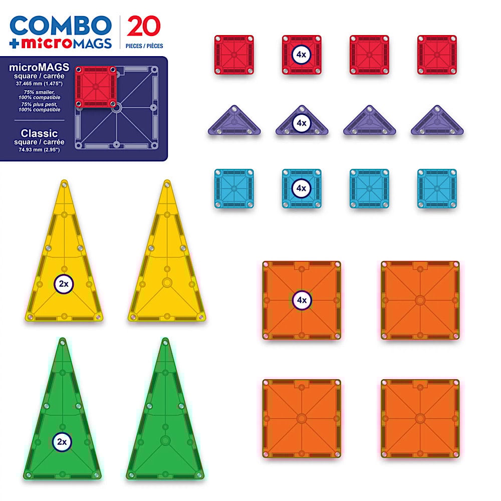 Magna-Tiles 20 Piece Set - Combo + MicroMags