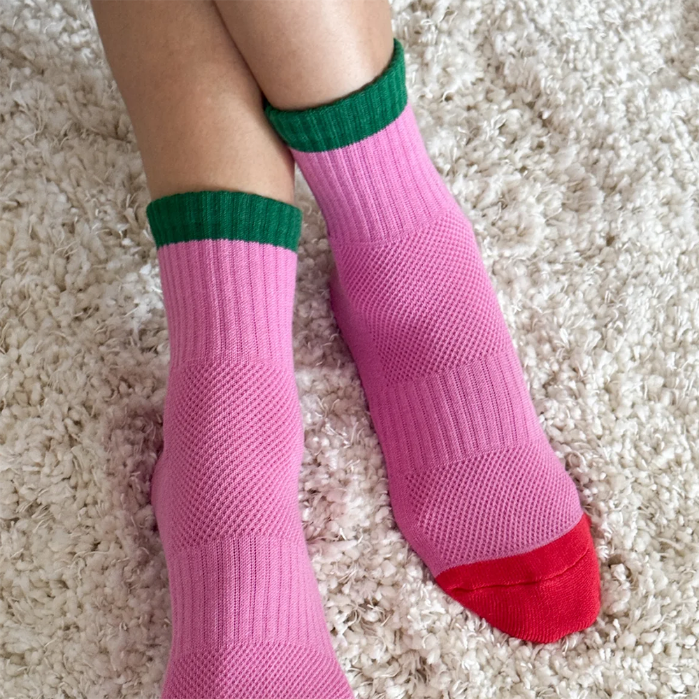 Le Bon Shoppe Color Block Girlfriend Socks - Rose Green