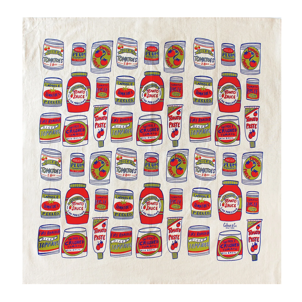 Calhoun & Co. Screen Printed Tea Towel - Canned Tomatoes