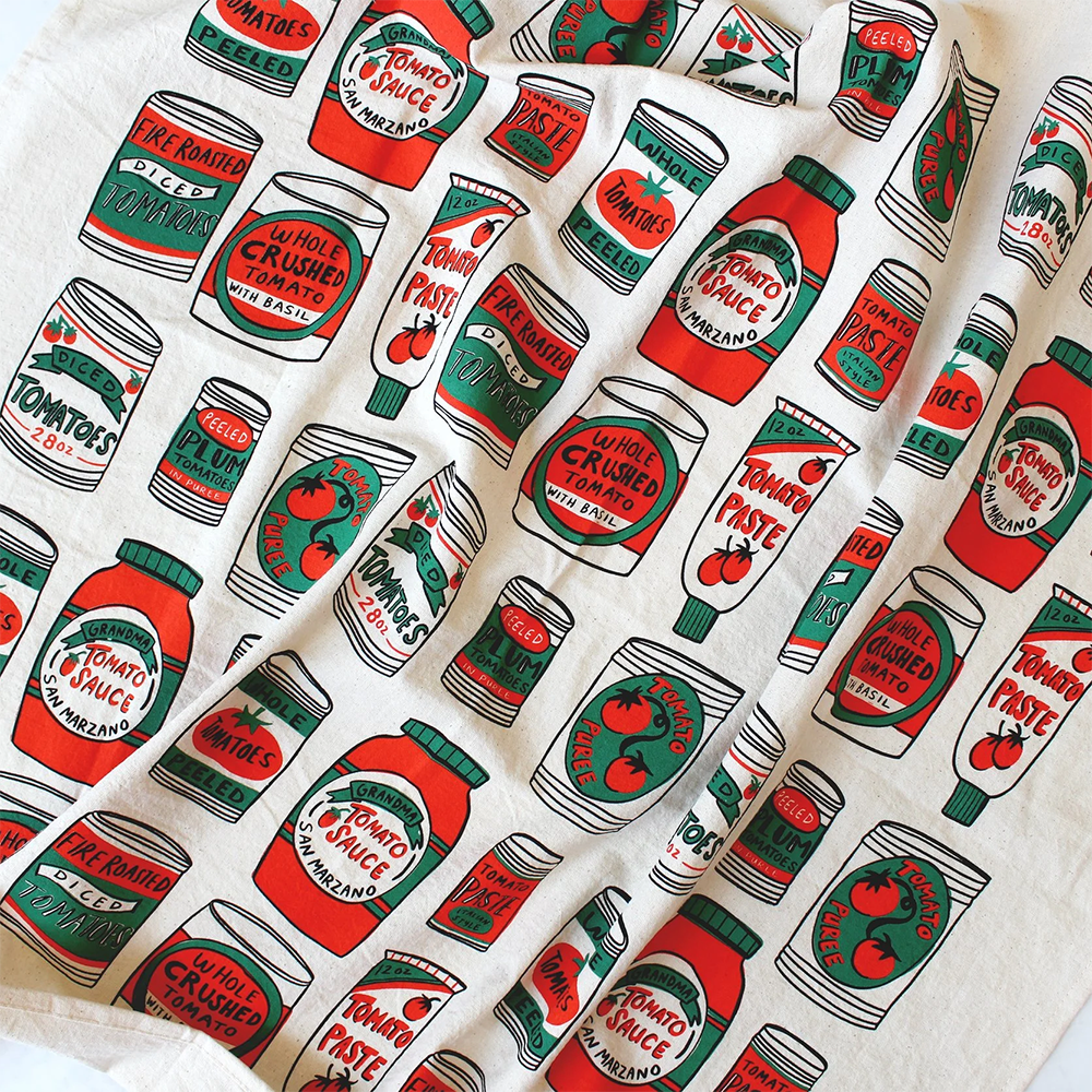 Screen Printed Tea Towel - Canned Tomatoes